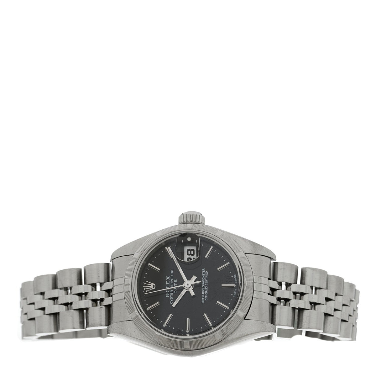 Stainless Steel 26mm Oyster Perpetual Date Watch Black 79190