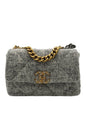 Chanel Small Tweed Gold Grey Shoulder Bag