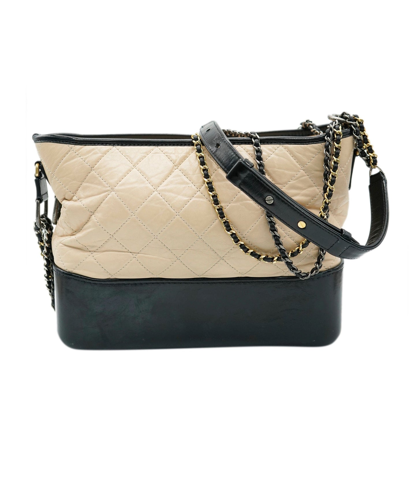 Chanel Gabrielle Medium Lambskin Black Beige Crossbody