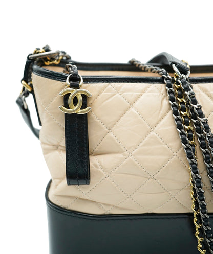 Chanel Gabrielle Medium Lambskin Black Beige Crossbody