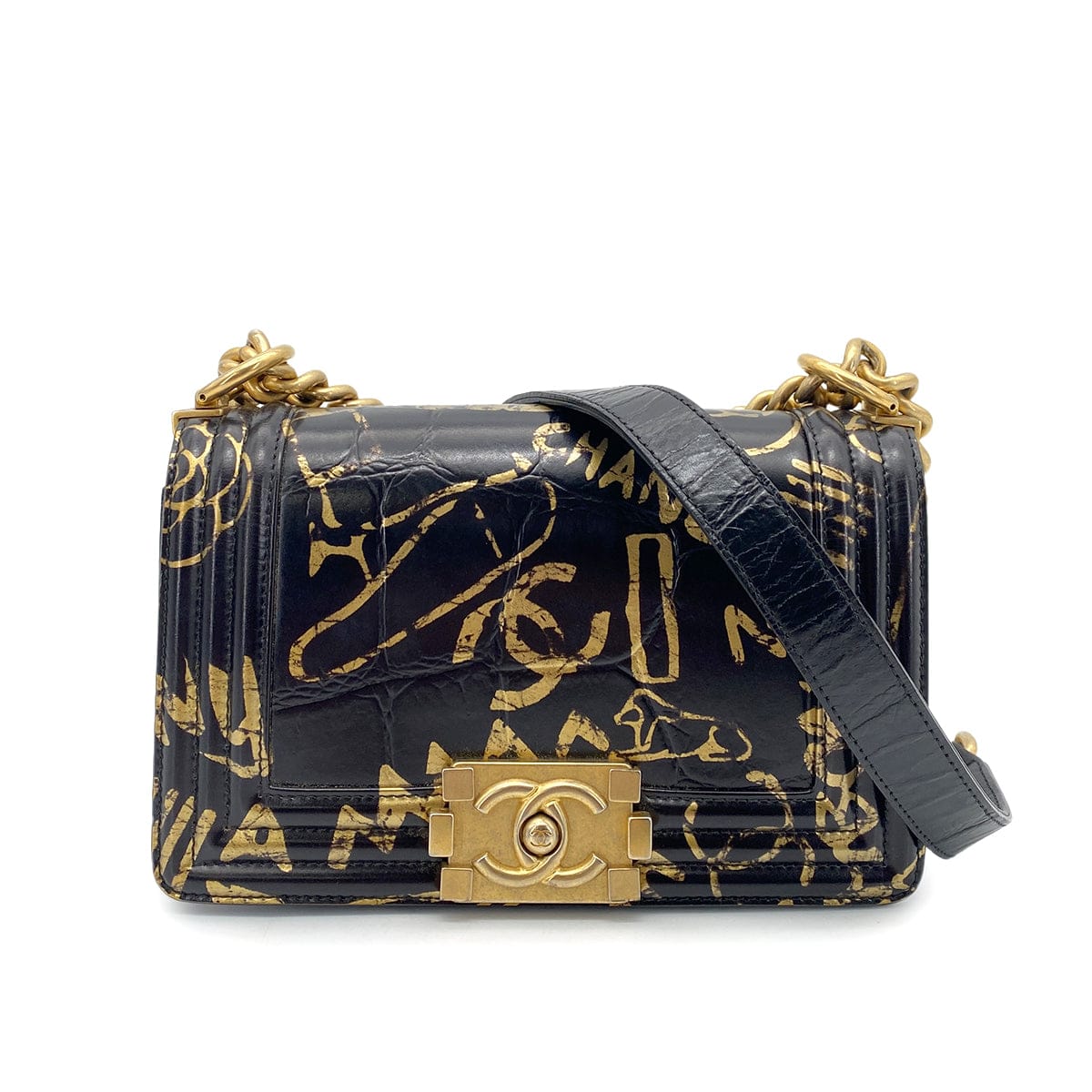 Chanel Boy Mini Leather Black Chain Shoulder Bag