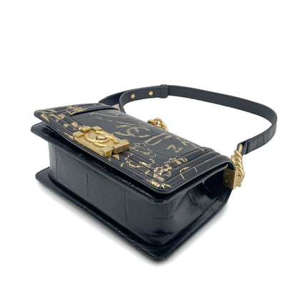 Chanel Boy Mini Leather Black Chain Shoulder Bag Style