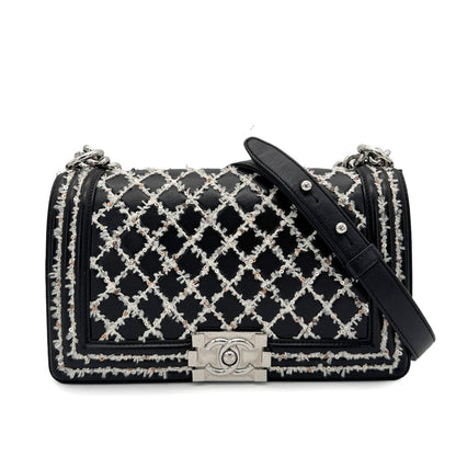 Chanel Boy Medium Leather Black Chain Shoulder Bag