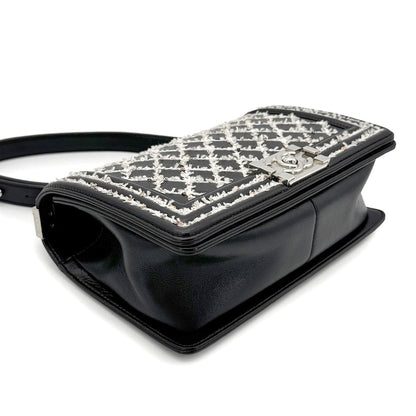 Chanel Boy Medium Leather Black Chain Shoulder Bag