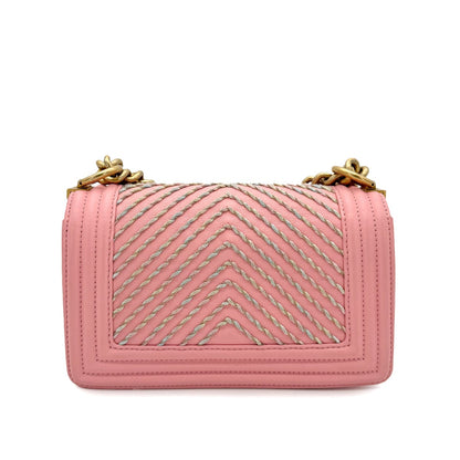 Chanel Boy Small Pink Chain Shoulder Bag