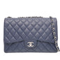Chanel Navy Blue CC Caviar Classic Single Flap Jumbo Bag