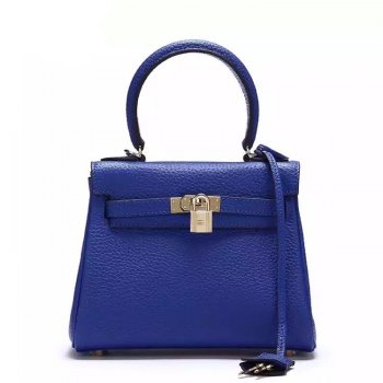 Luxury Hermes Kelly 25Cm Togo Leather Bag Electric Blue Gold
