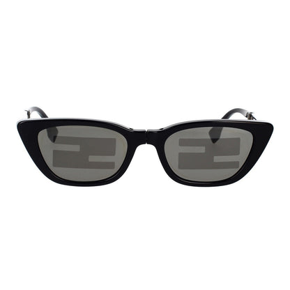 Fendi Sunglasses Cat Eye Full Rim, Shiny Black Frame and Smoke Mirror Pattern Lens FE40089I01C