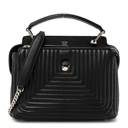 Fendi Shiny Nappa Trapuntata Chain Small DotCom Chain Satchel Black