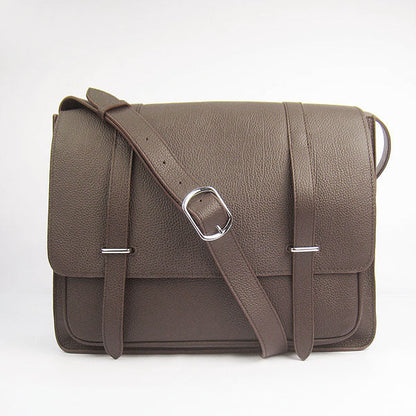 Luxury Hermes Steve Lambskin Coffee Handbag