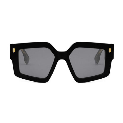 Fendi Sunglasses Geometric Full Rim, Shiny Black Frame and Smoke Lens FE40162F01A