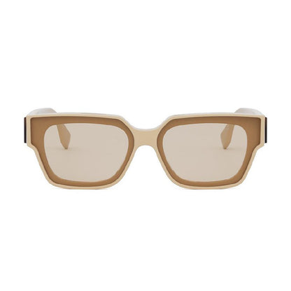 Fendi Sunglasses Square Full Rim, Beige Frame and Brown Lens FE40099I57E