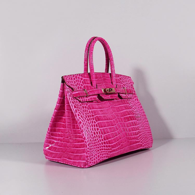 Luxury Hermes Birkin 35Cm Crocodile Leather Handbag Rose Gold