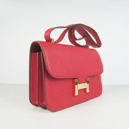 Luxury Hermes Calf Leather Message Bag Red Golden