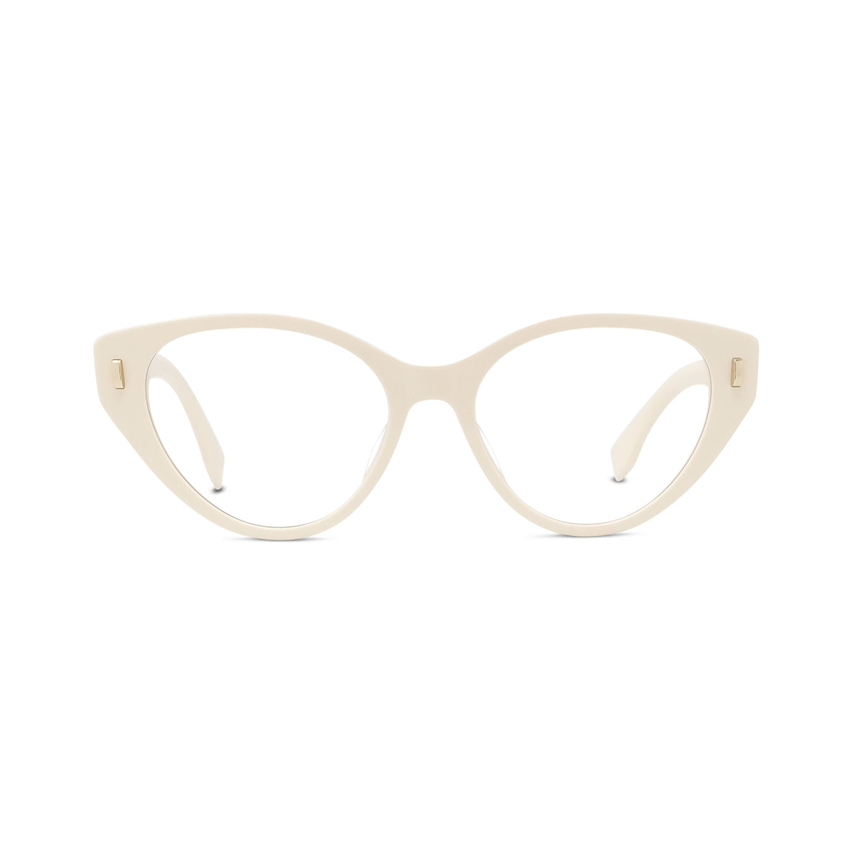 Fendi Eyeglasses Cat Eye Full Rim, Ivory Frame and Clear Demo Lenses Lens FE50020I025