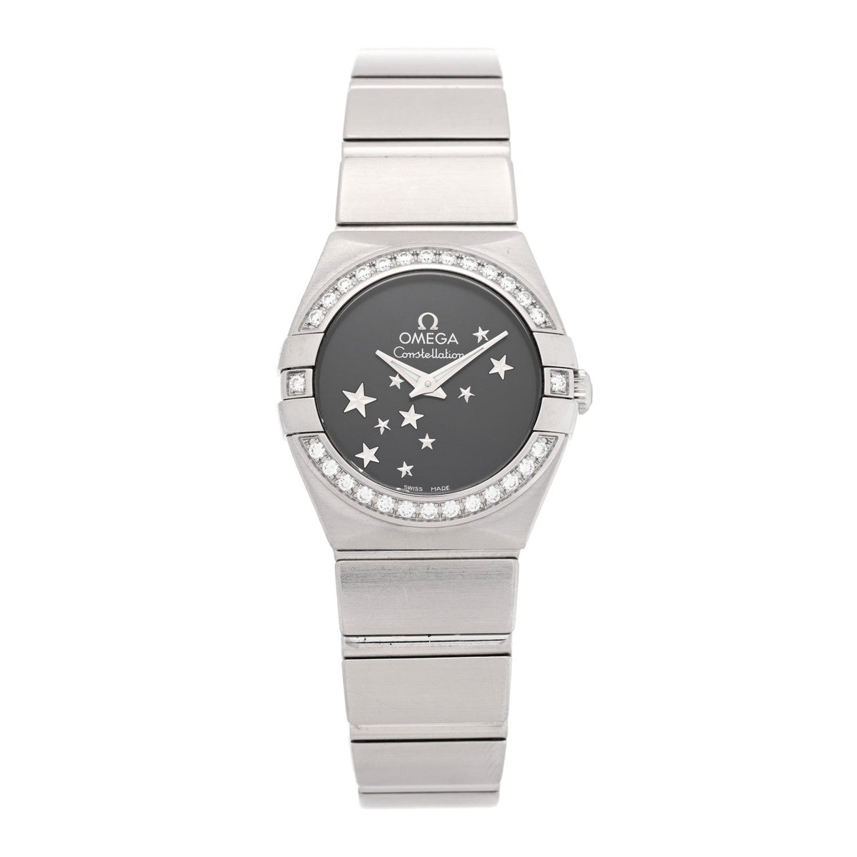 Stainless Steel Diamond Bezel 24mm Constellation Automatic Watch Black 123.15.24.60.01.001