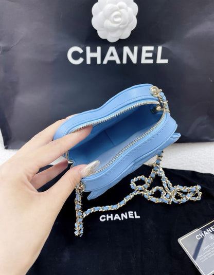 Chanel 22S Baby Blue Small Heart Bag