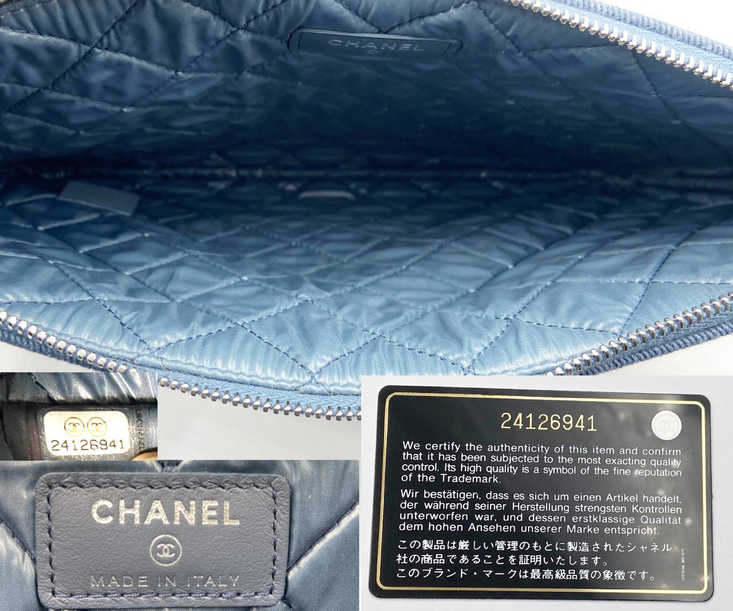 Chanel Brand New Deauville Blue Sequin Large Clutch