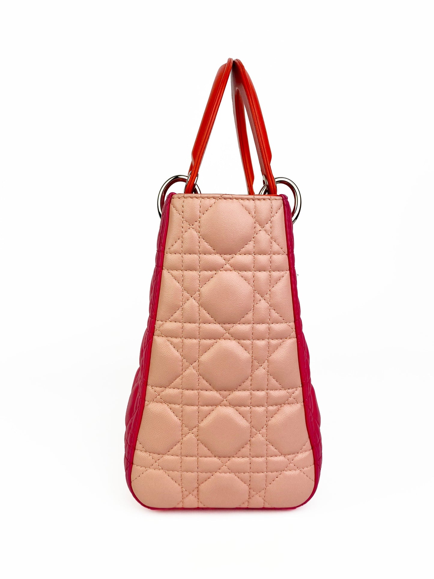 Christian Dior Orange Pink Colourblock Lady Dior Bag