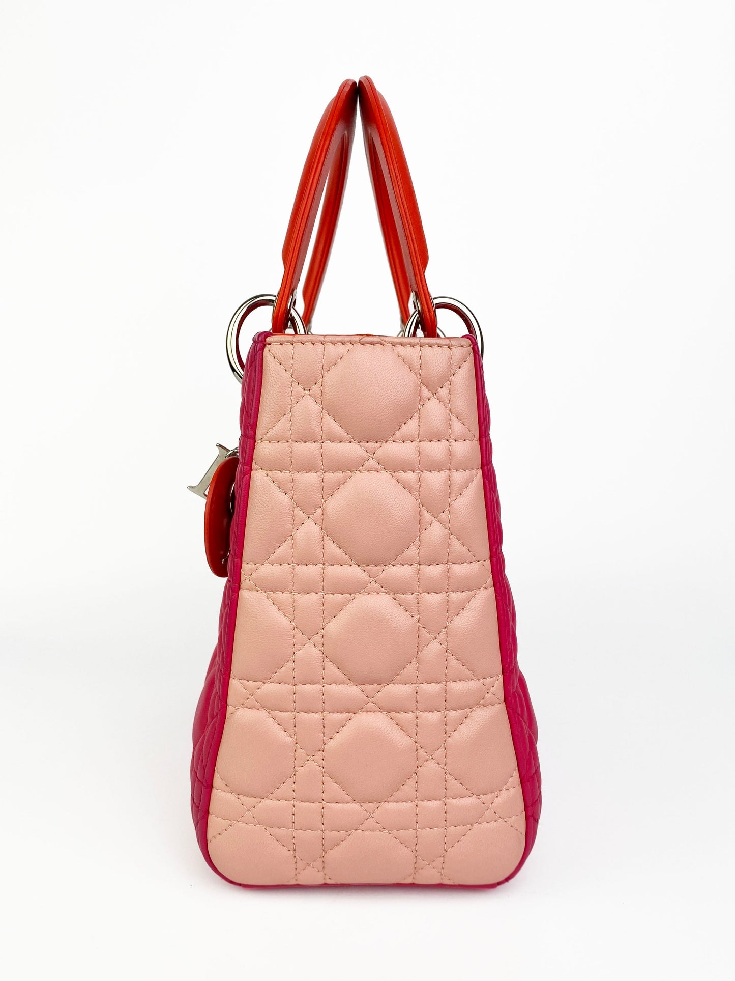 Christian Dior Orange Pink Colourblock Lady Dior Bag