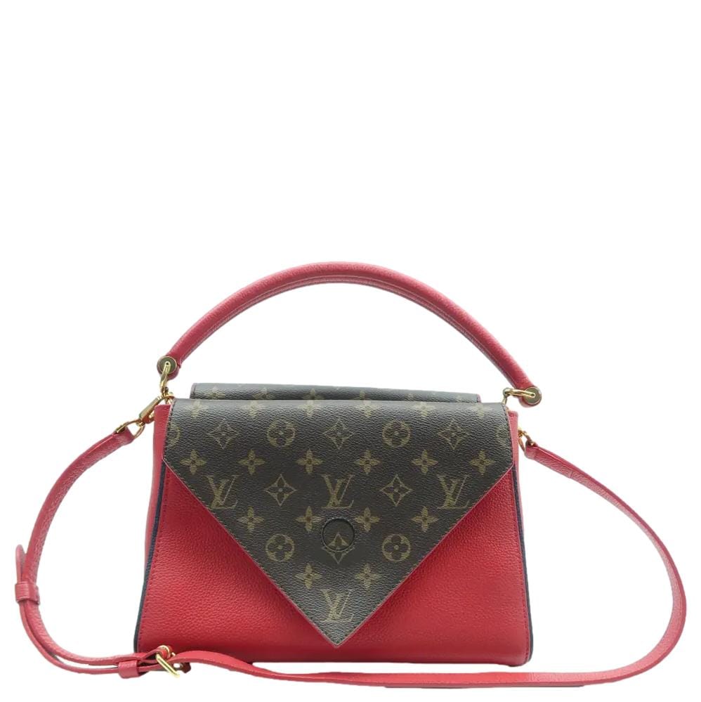LOUIS VUITTON Double V Monogram Leather Shoulder Bag Cerise