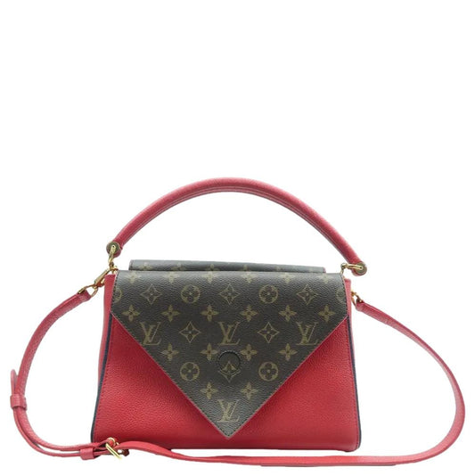 LOUIS VUITTON Double V Monogram Leather Shoulder Bag Cerise