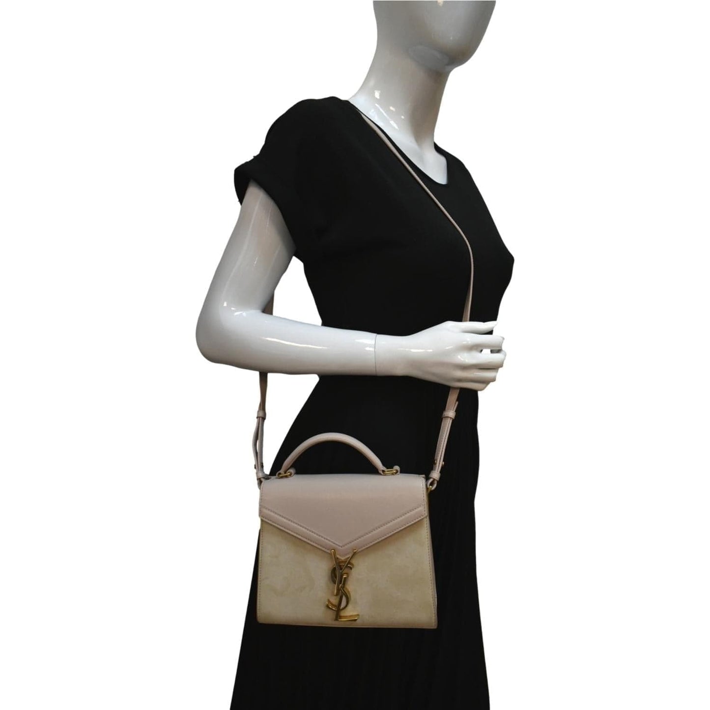 Saint Laurent Cassandra Leather Cream Shoulder Bag