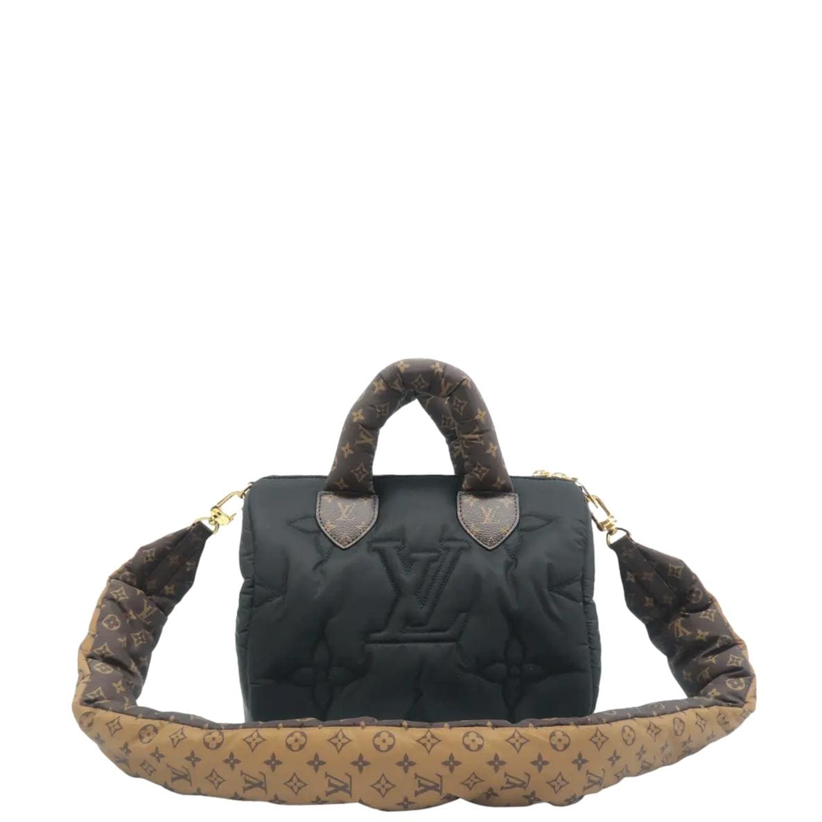 LOUIS VUITTON 25 Bandouliere Monogram Nylon Shoulder Bag Black