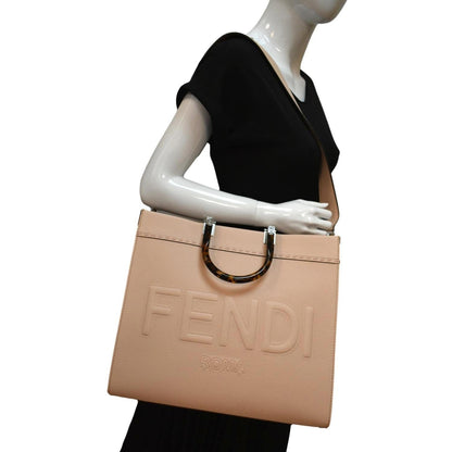 Fendi Sunshine Leather Beige Tote Bag