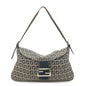 FENDI Zucchino Canvas Leather Shoulder Bag Hand Bag Grey Navy 26796