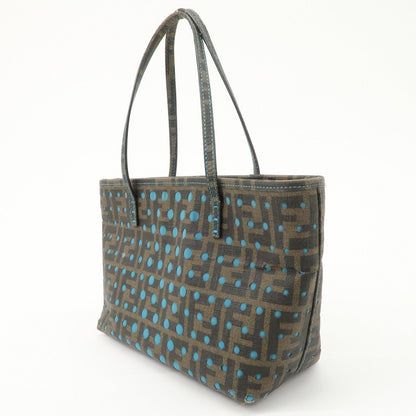 FENDI Zucca PVC Nylon Punching Tote Bag Brown Black 8BH223