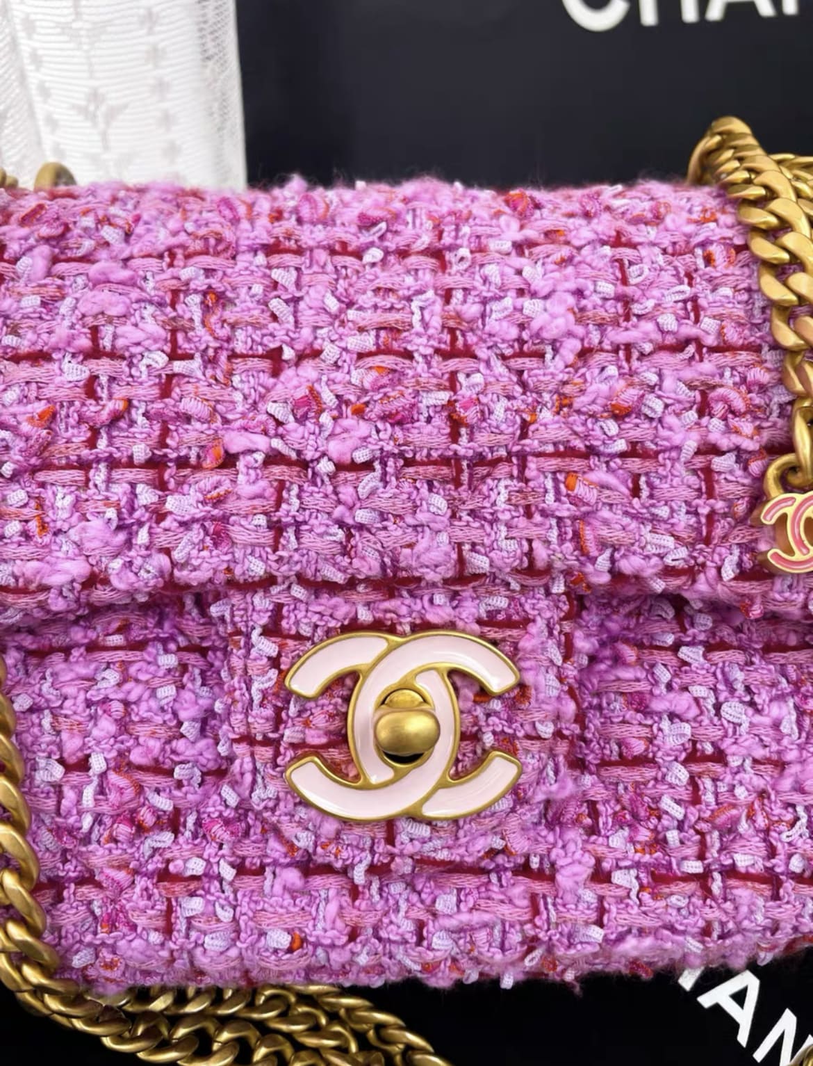 Chanel Chanel 22 Tweed Pink Shoulder Bag