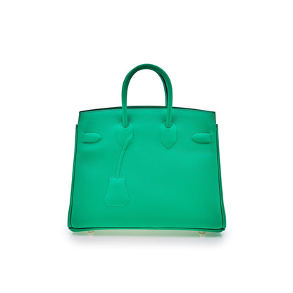 Luxury Hermes Birkin 25 Shadow Bag Menthe Swift Leather