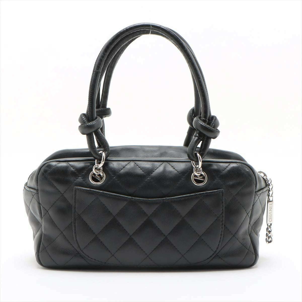 Chanel Black And White Calfskin Quilted Small Cambon Bowler Bag
