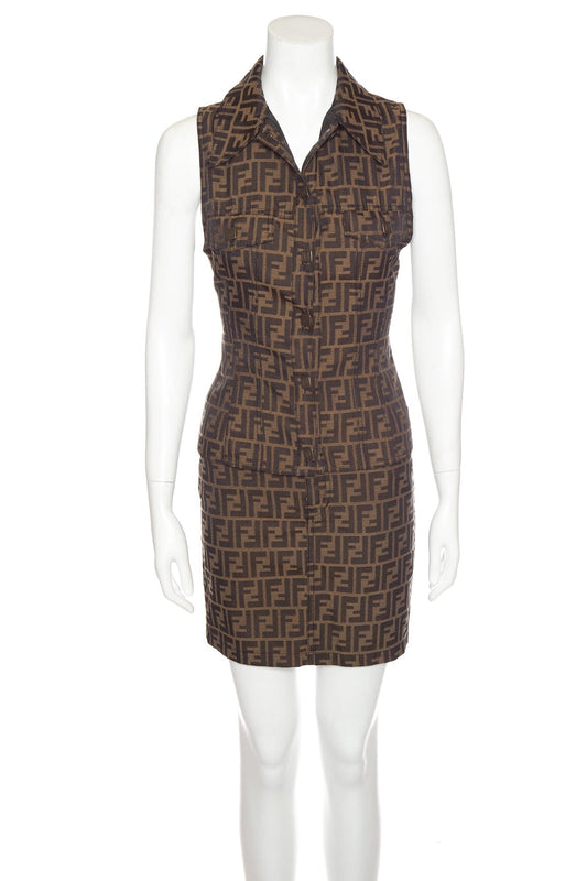 Fendi Brown Monogram Skirt Set SZ 34