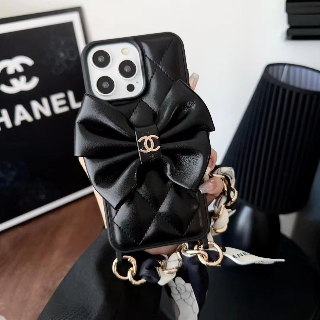 New Luxury CC Bowknot leather phone case for iPhone