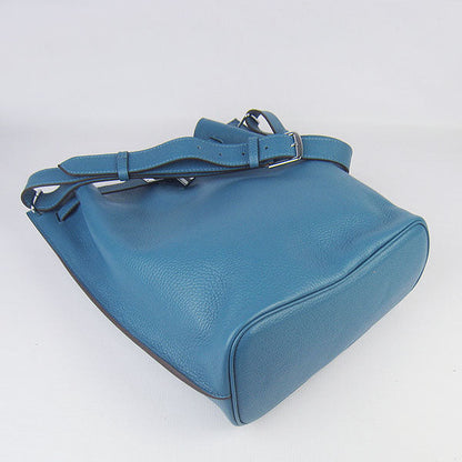 Luxury Hermes Nappa Leather Shoulder Bag Blue Silver