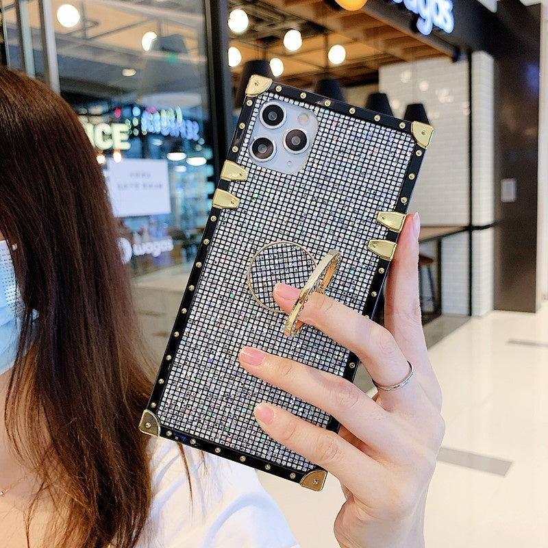 Luxurious Shiny square Ring bracket phone case