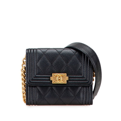 Chanel Boy Chanel Matelassé Caviar Skin Shoulder Wallet