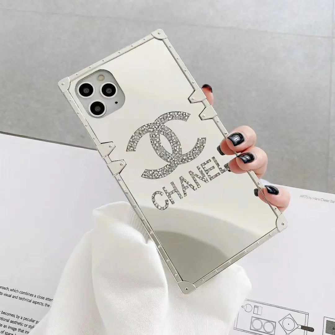 Rhinestone square mirror phone case