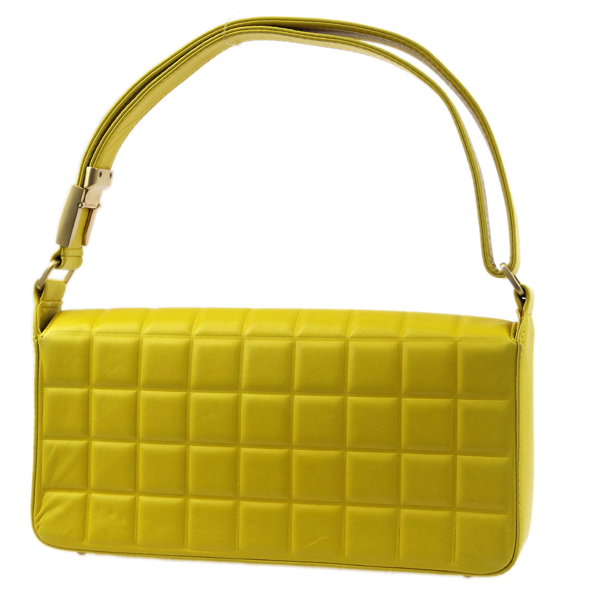 Chanel Beige Yellow Lambskin Choco Bar Shoulder Bag