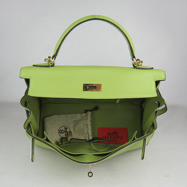 Luxury Hermes Kelly 32Cm Togo Leather Handbag 6108 Green Golden