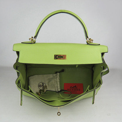 Luxury Hermes Kelly 32Cm Togo Leather Handbag 6108 Green Golden
