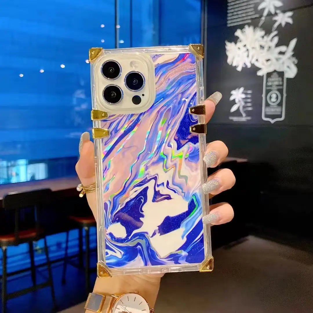 Color transparent square phone case for iphone