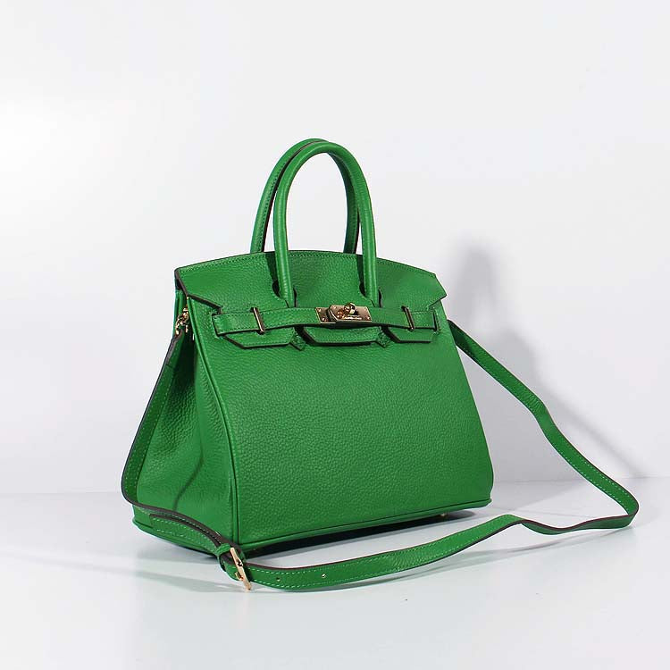 Luxury Hermes 30Cm Birkin Bag Togo Leather With Strap Green Gold