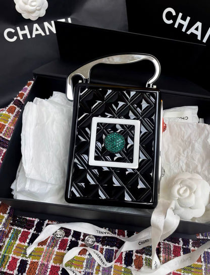 Chanel Black Limited Edition Full Diamond Audio Bag Portable Chain Bag