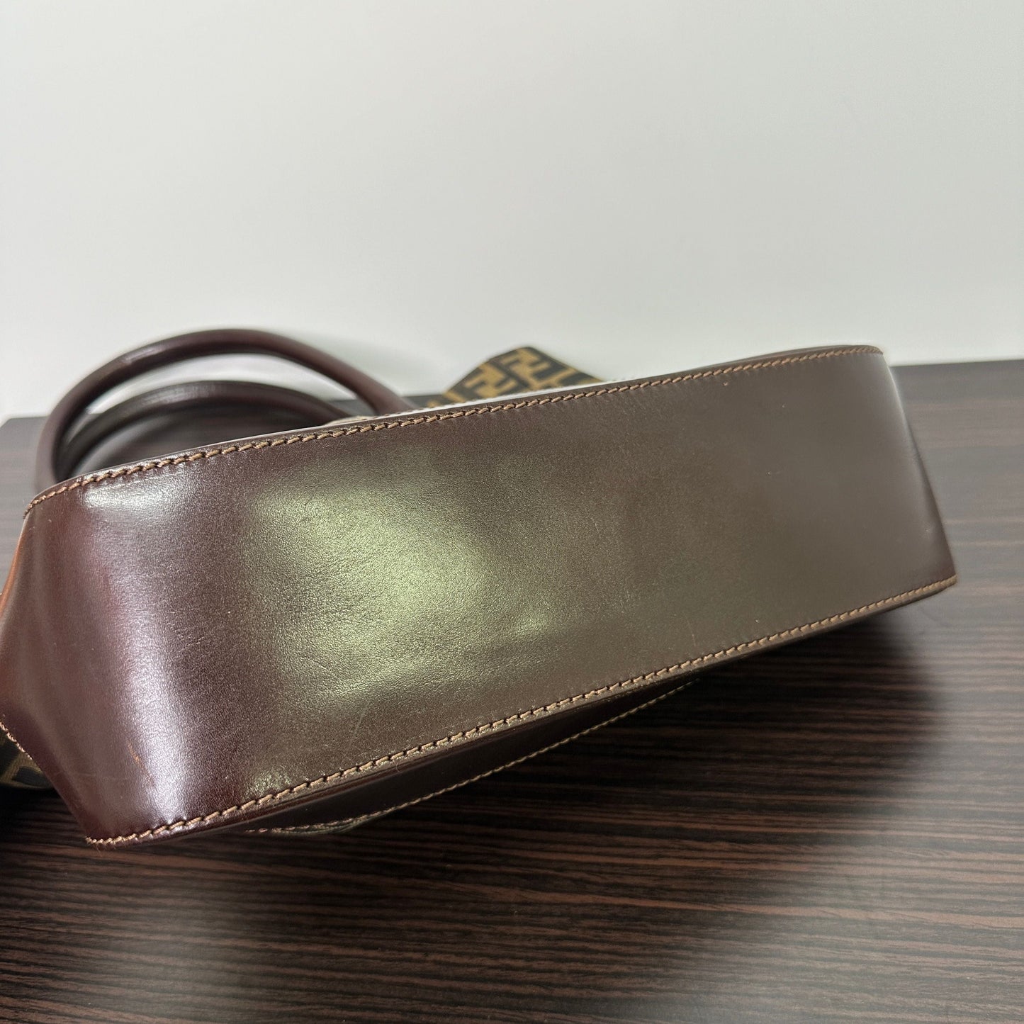 Fendi Leather-Trimmed Zucca Tote - Brown Totes, Handbags LB125418