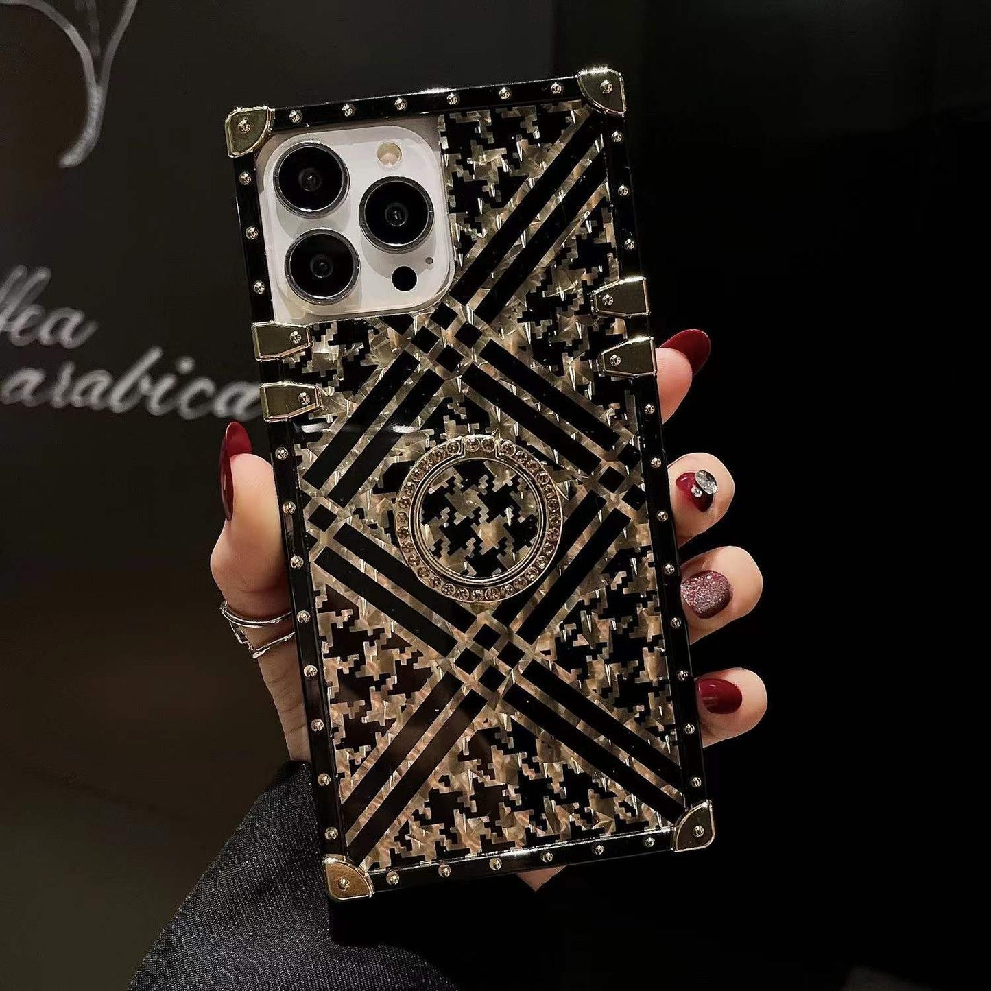 Fashion Square Geometric Leather Case