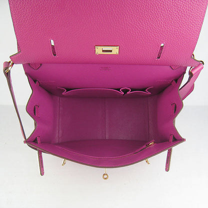Luxury Hermes Leather Shoulder Bag Peach Golden