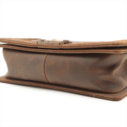 Chanel Boy Leather Brown Gold Chain Shoulder Bag